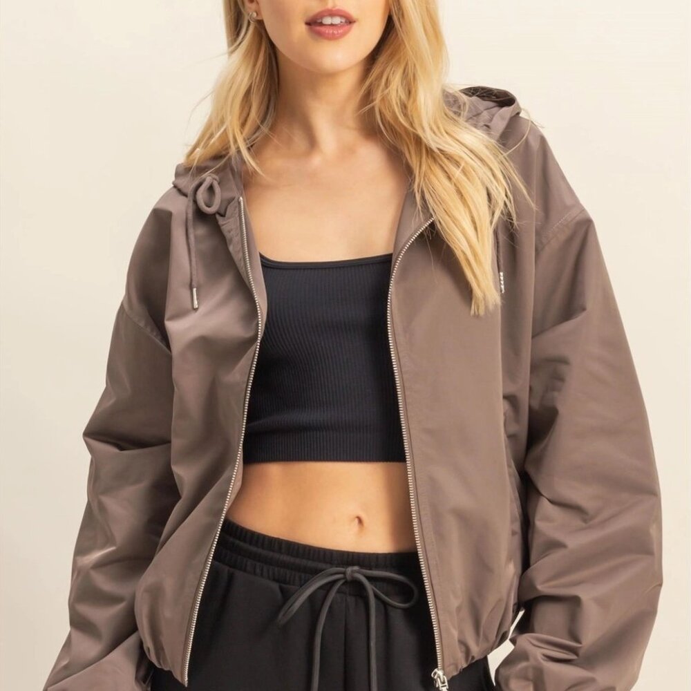 Angela Hooded Zip-Up Jacket | Women's Fall Style | Neutral | Athleisure - Picture 9 of 10